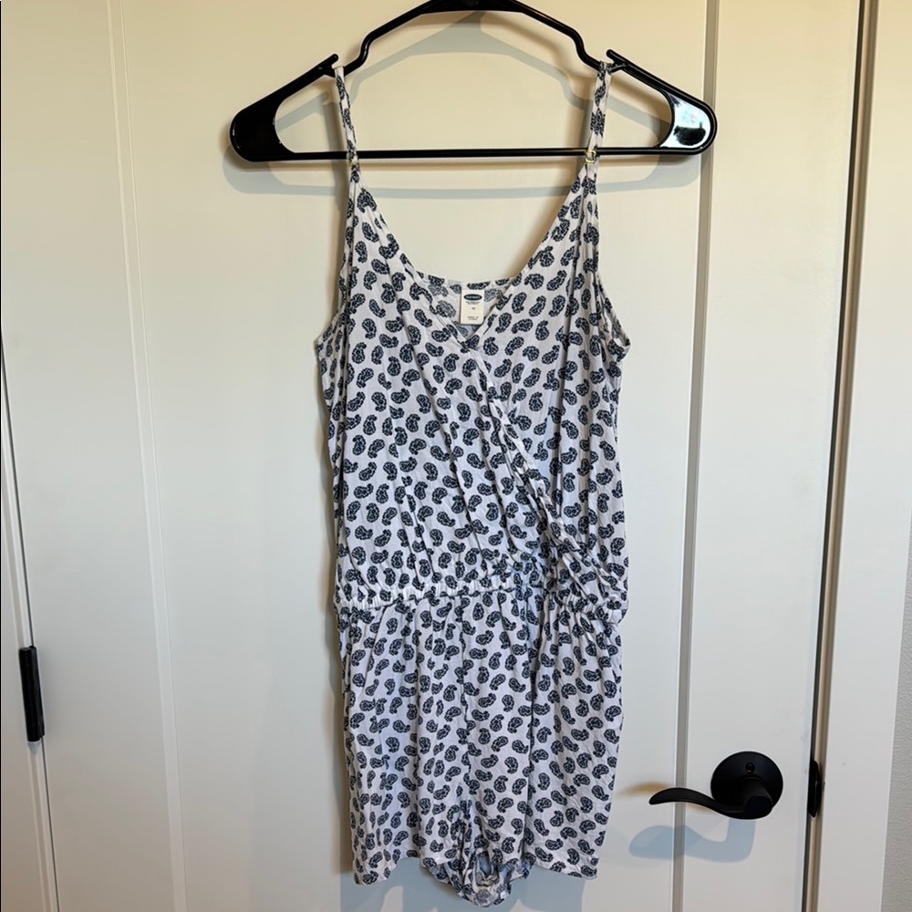 Old Navy White and Black Patterned Romper